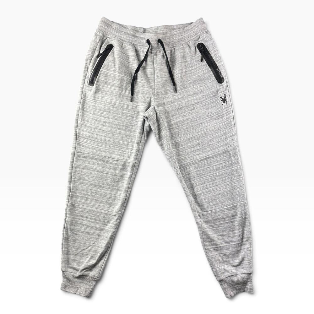 Spyder Active Jogger Pants Mens Large Gray Sweatpants Zip Pockets Drawstring